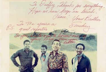 Smokey Robinson: autograph for Duffy Jennings, 1970